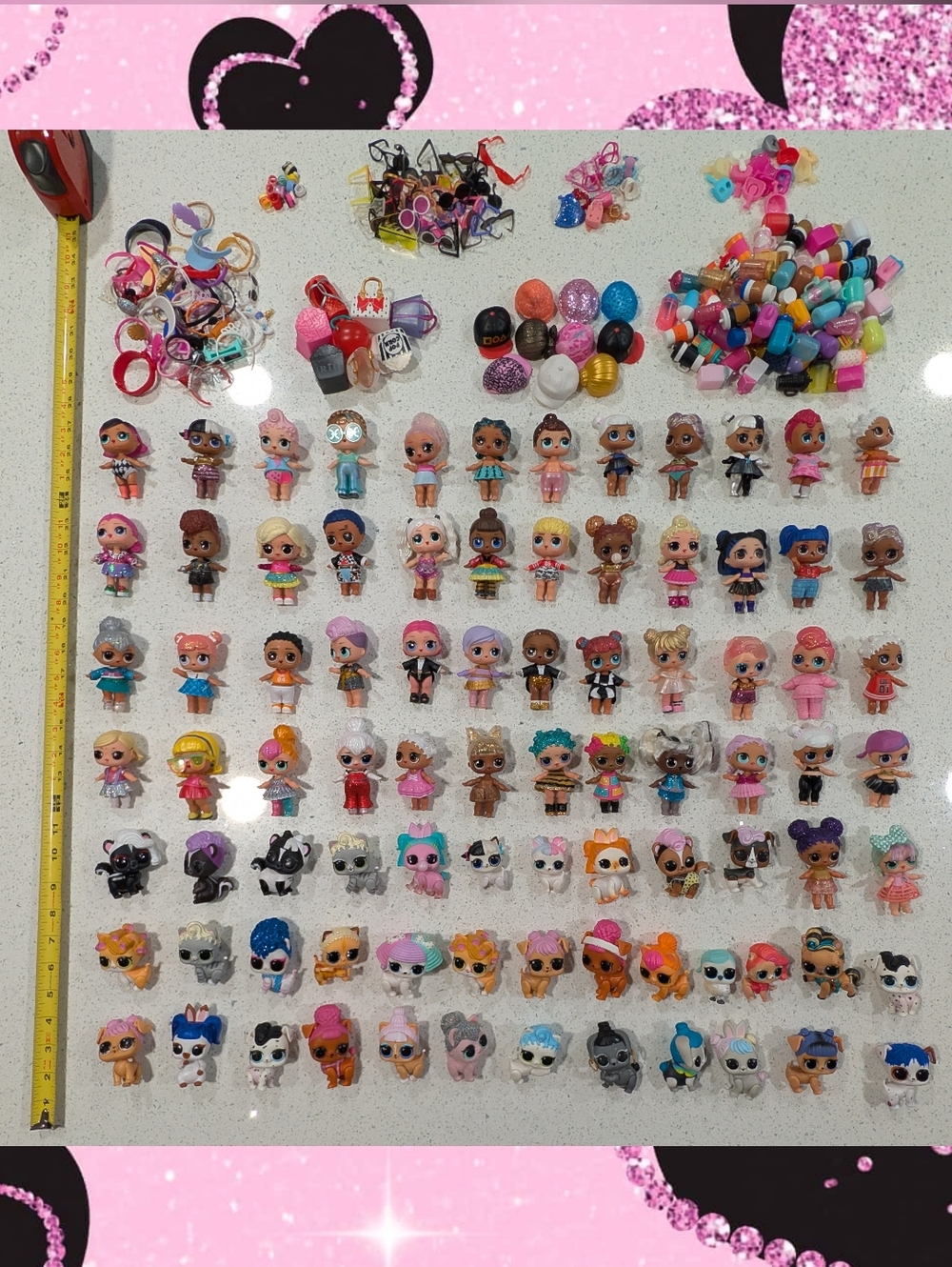 MASSIVE HUGE Lot LOL Surprise 50 Dolls Bottles Bags Hats Glasses Accessory Pets